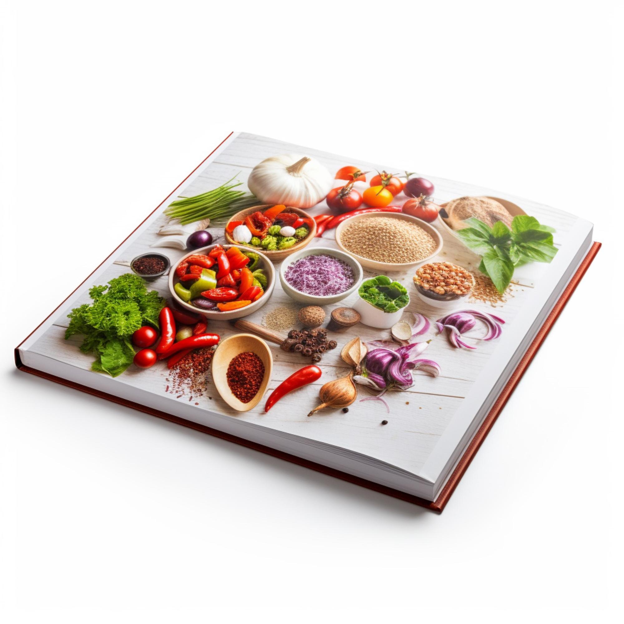 Compact collage of course materials and plated food